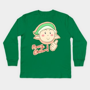 Merry Christmas Elf Kids Long Sleeve T-Shirt